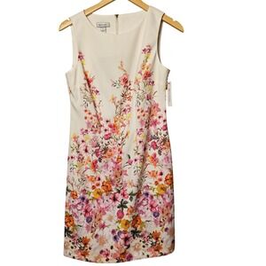 Brannan Floral Sleeveless Sheath Dress White Pink Orange Size 6 
New NWT